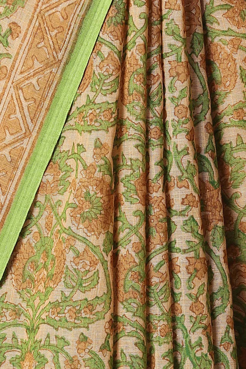 Brown Pure Cotton Printed Saree image number null