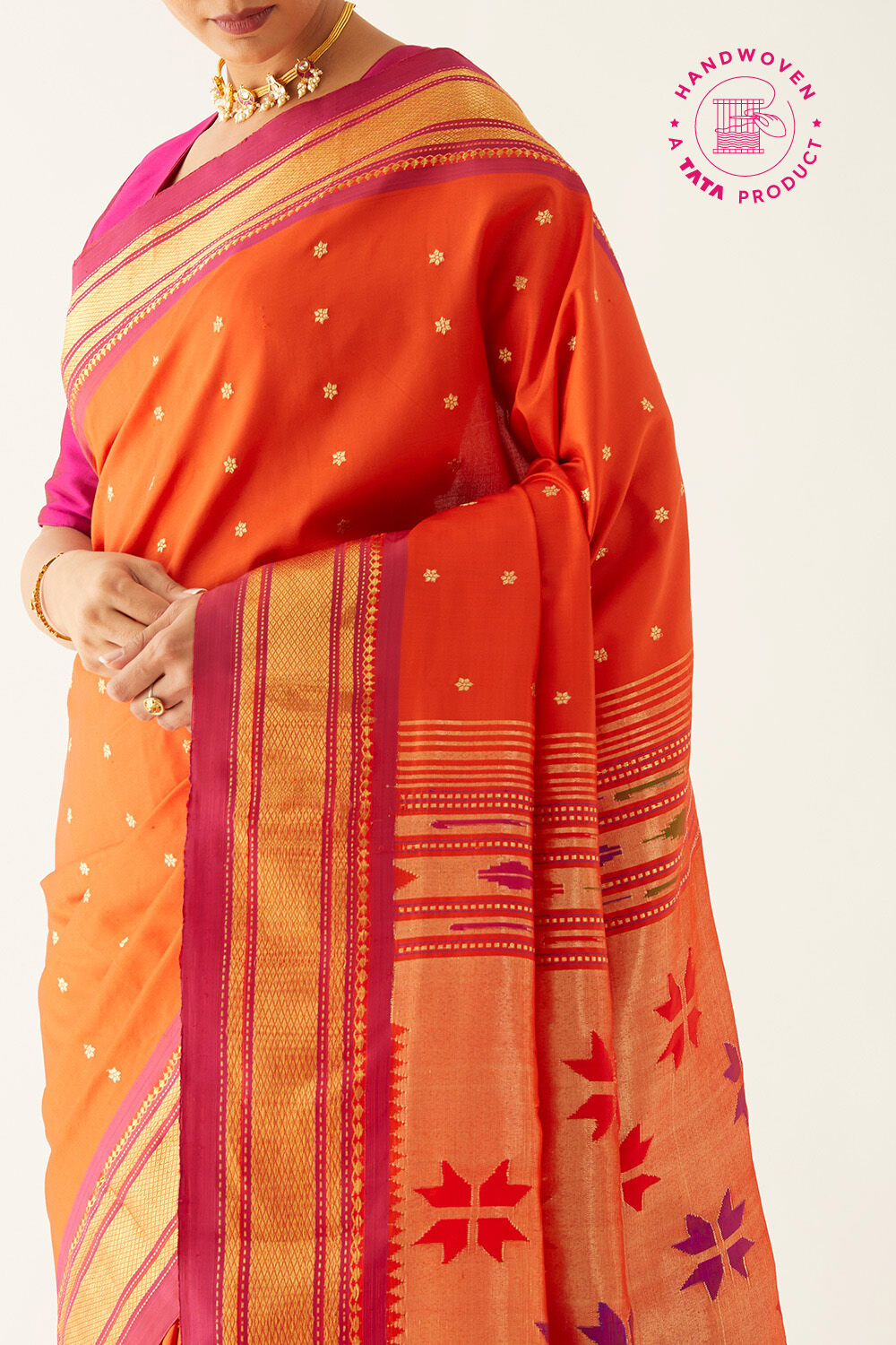 Orange Pure Silk Paithani Saree image number null