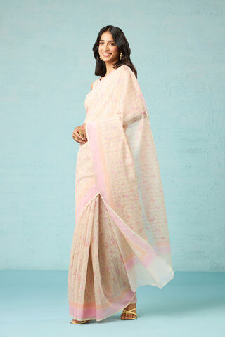 Beige Bagru Pure Silk Cotton Mukaish Saree thumbnail image number null