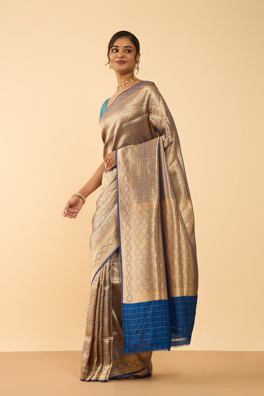 Blue Pure Silk Tissue Brocade Banarasi Saree image number null