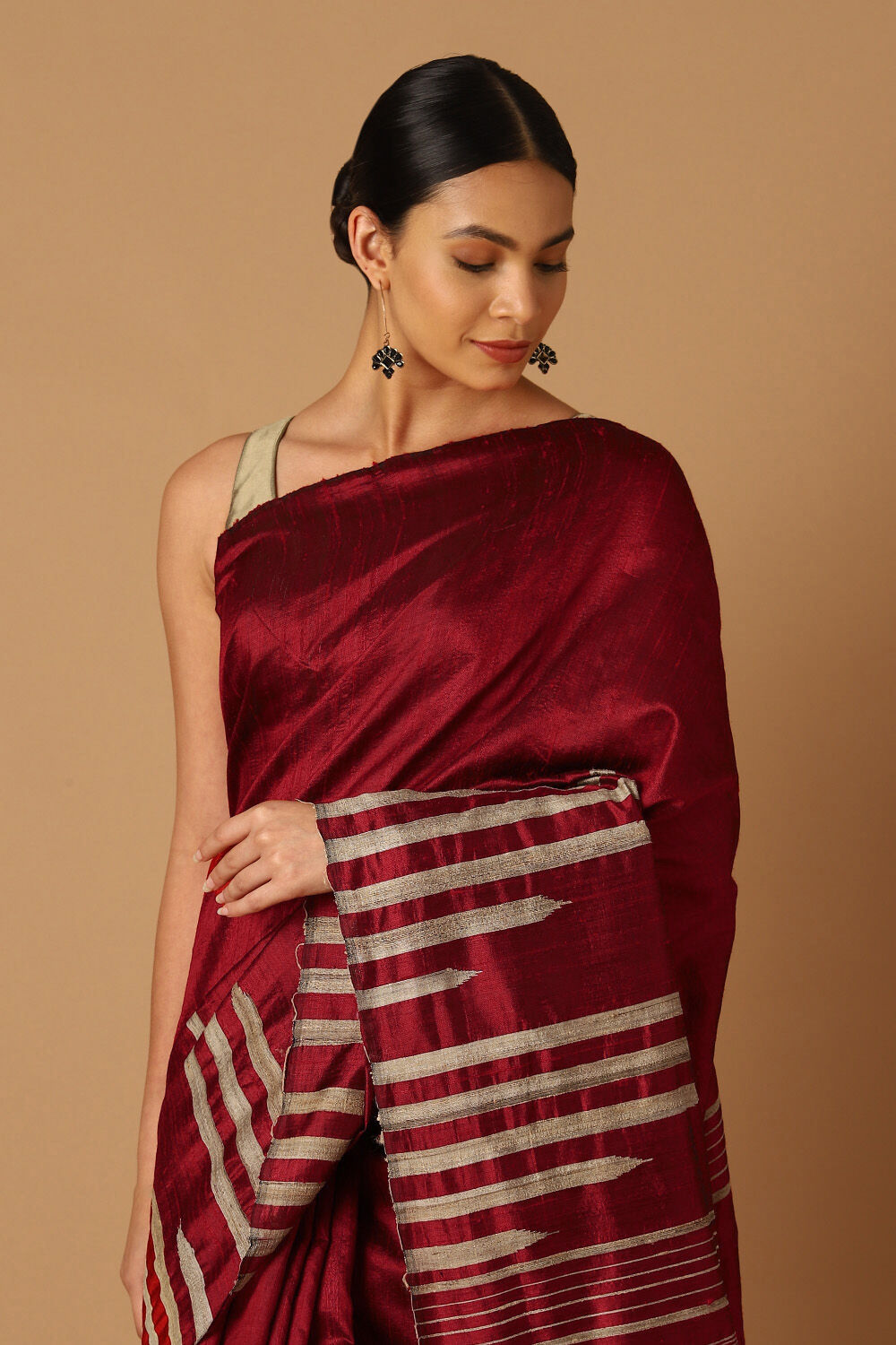 Red Pure Silk Woven Saree image number null
