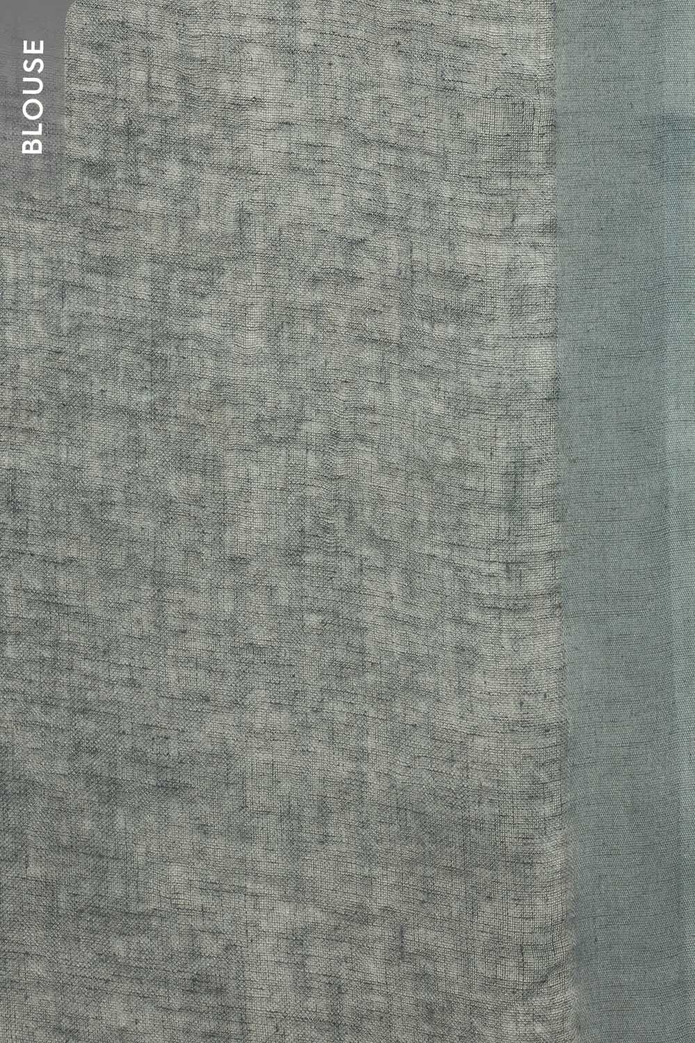 Black Screen Printed Pure Linen Saree image number null