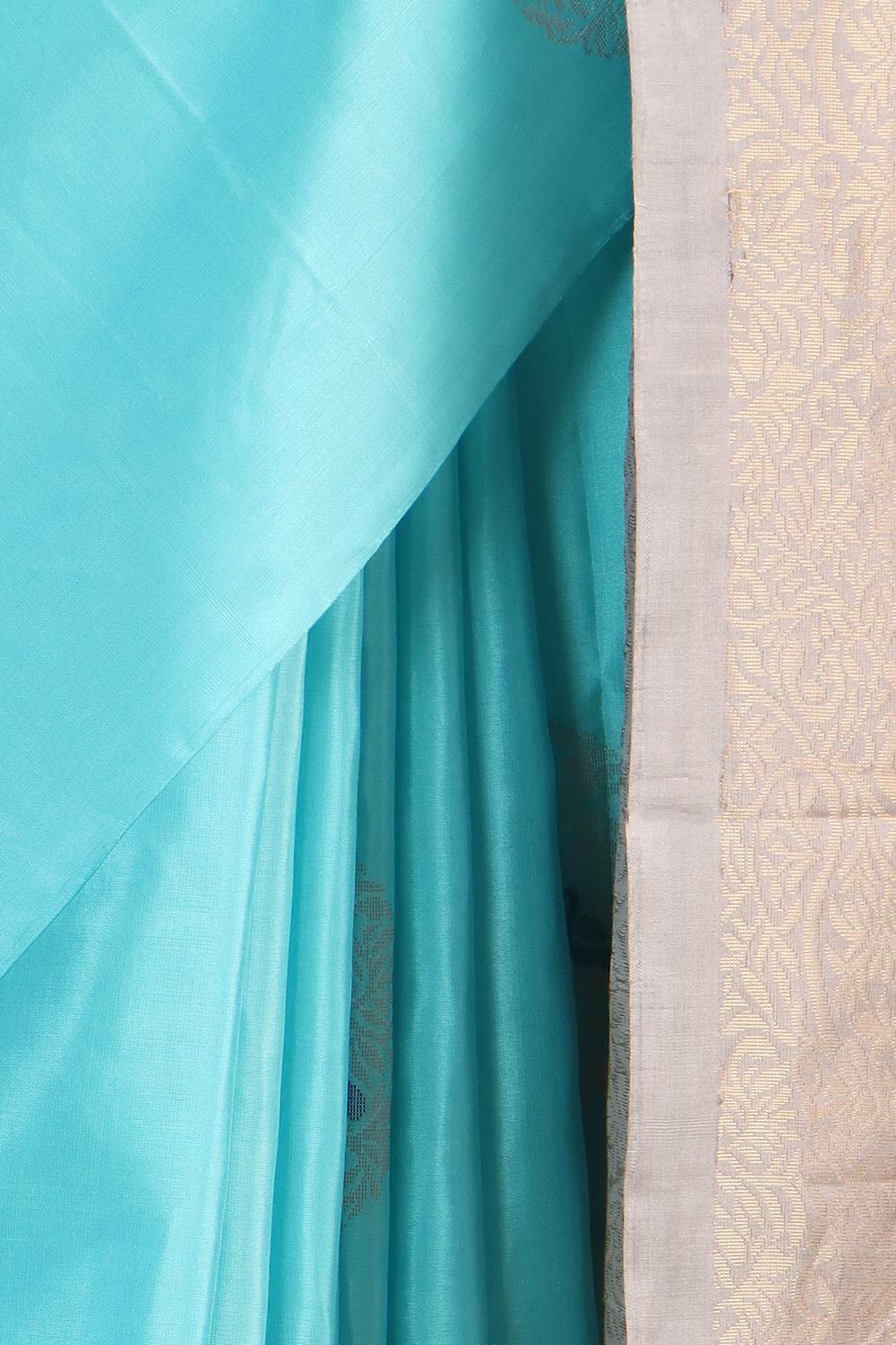 Light Blue Pure Silk Tencel South Saree image number null