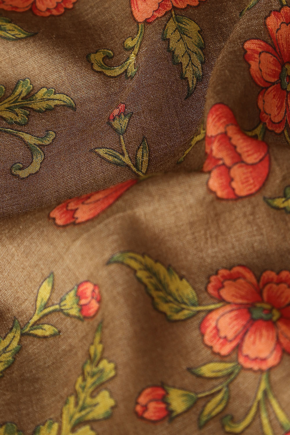 Brown Pure Tussar Silk Printed Saree image number null