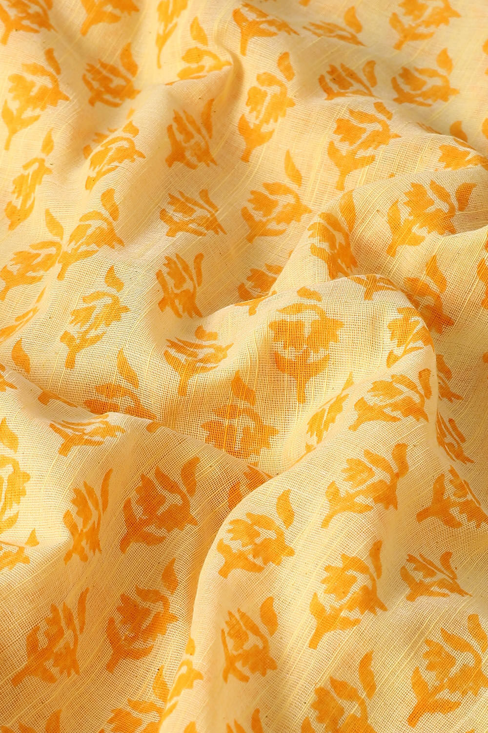 Yellow Pure Cotton Printed Saree image number null