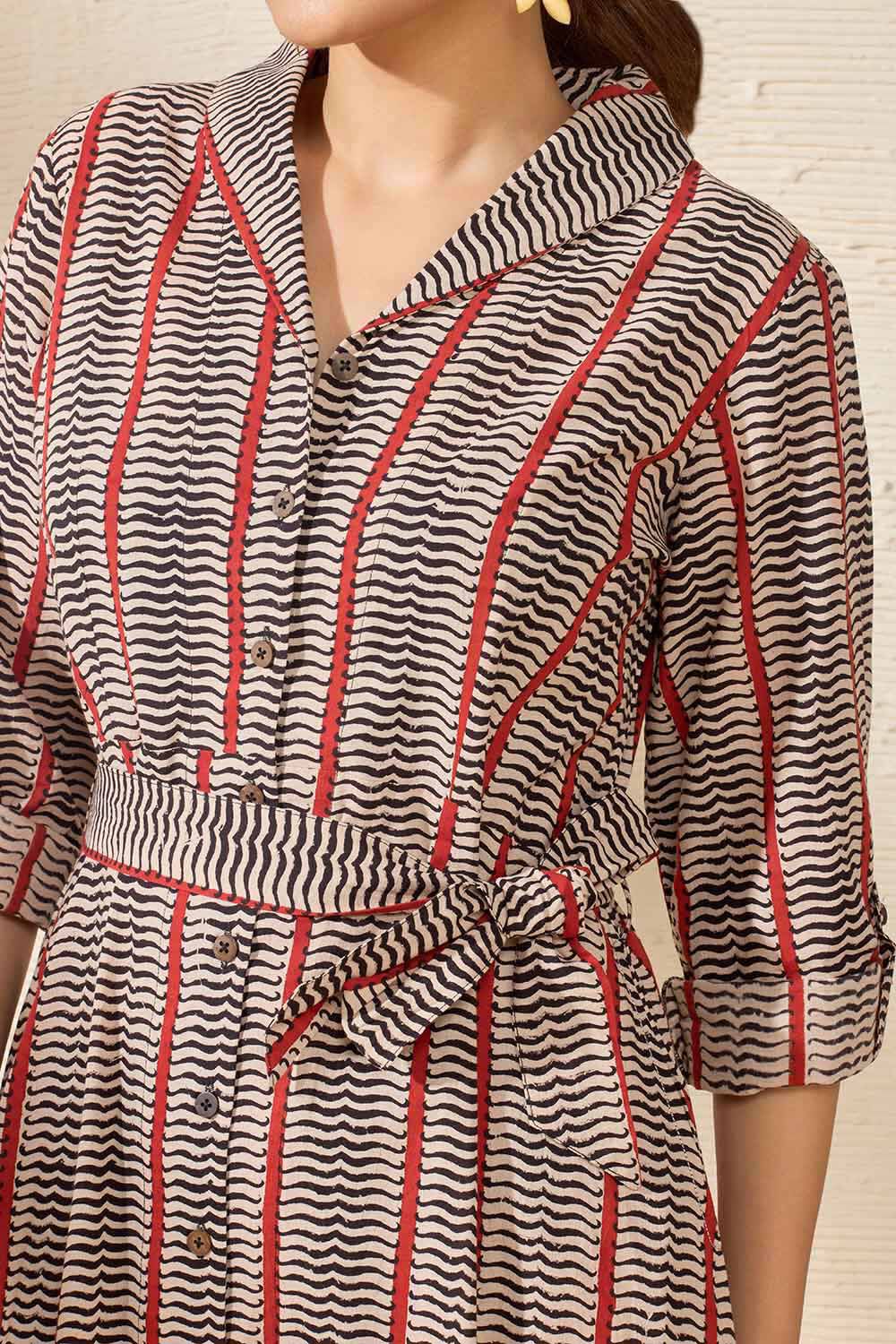 Beige Pure Cotton Printed Sanganeri Kurta image number null