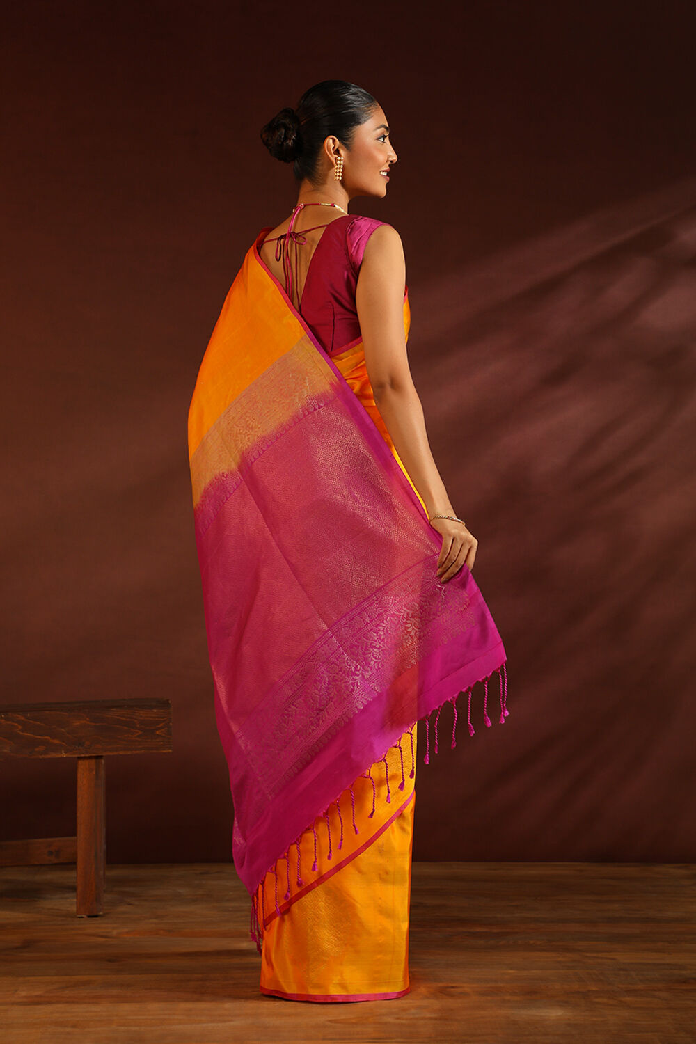Yellow South Pure Silk Woven Saree image number null