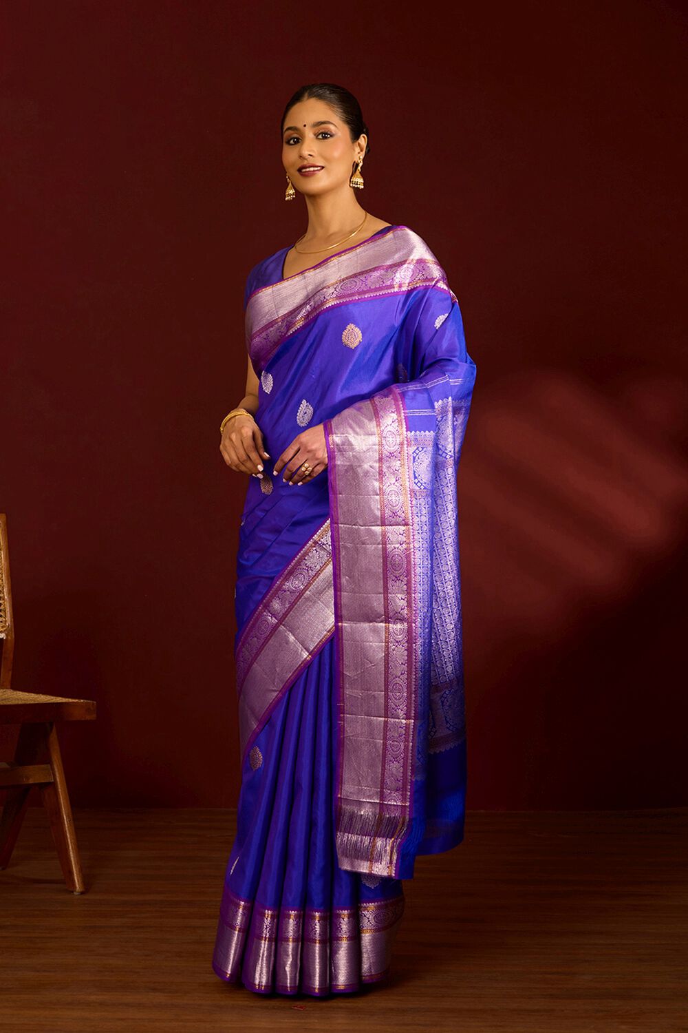Purple Pure Silk Woven Kanjivaram Saree image number null