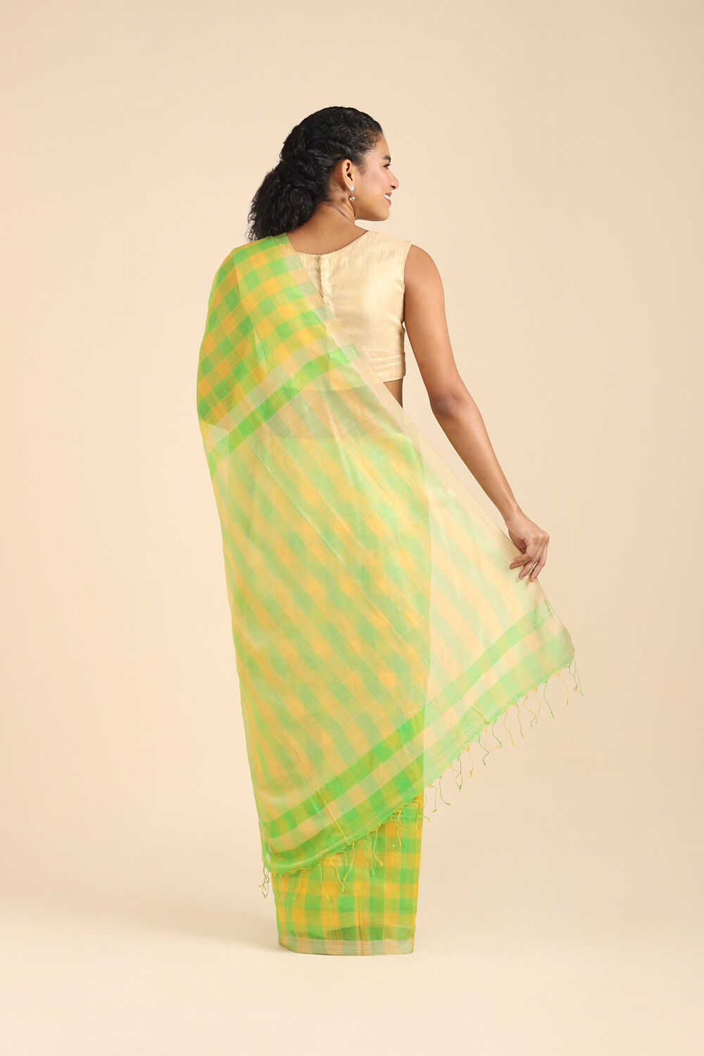 Green Pure Silk Cotton Bengal Saree image number null