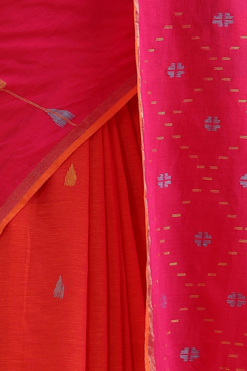 Pink Pure Cotton Jamdani Saree image number null