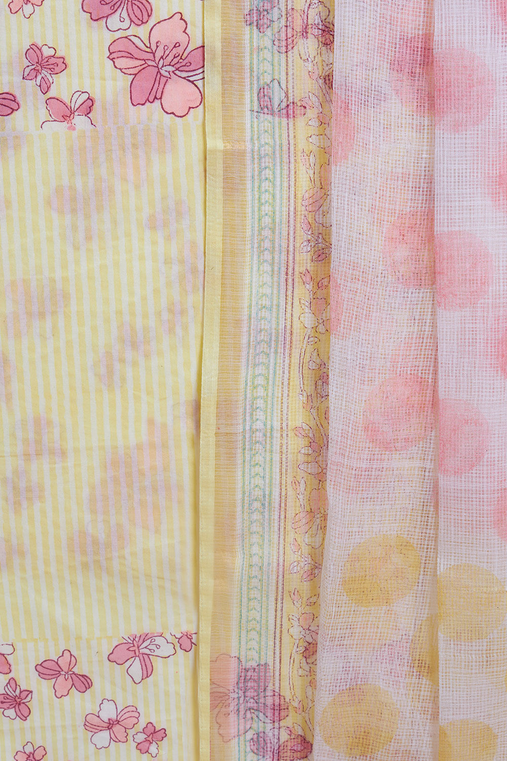 Light Yellow Pure Cotton Printed Sanganeri Suit Set image number null