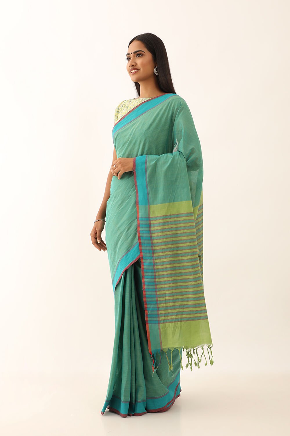 Light Green Pure Cotton Woven Mangalgiri Saree image number null