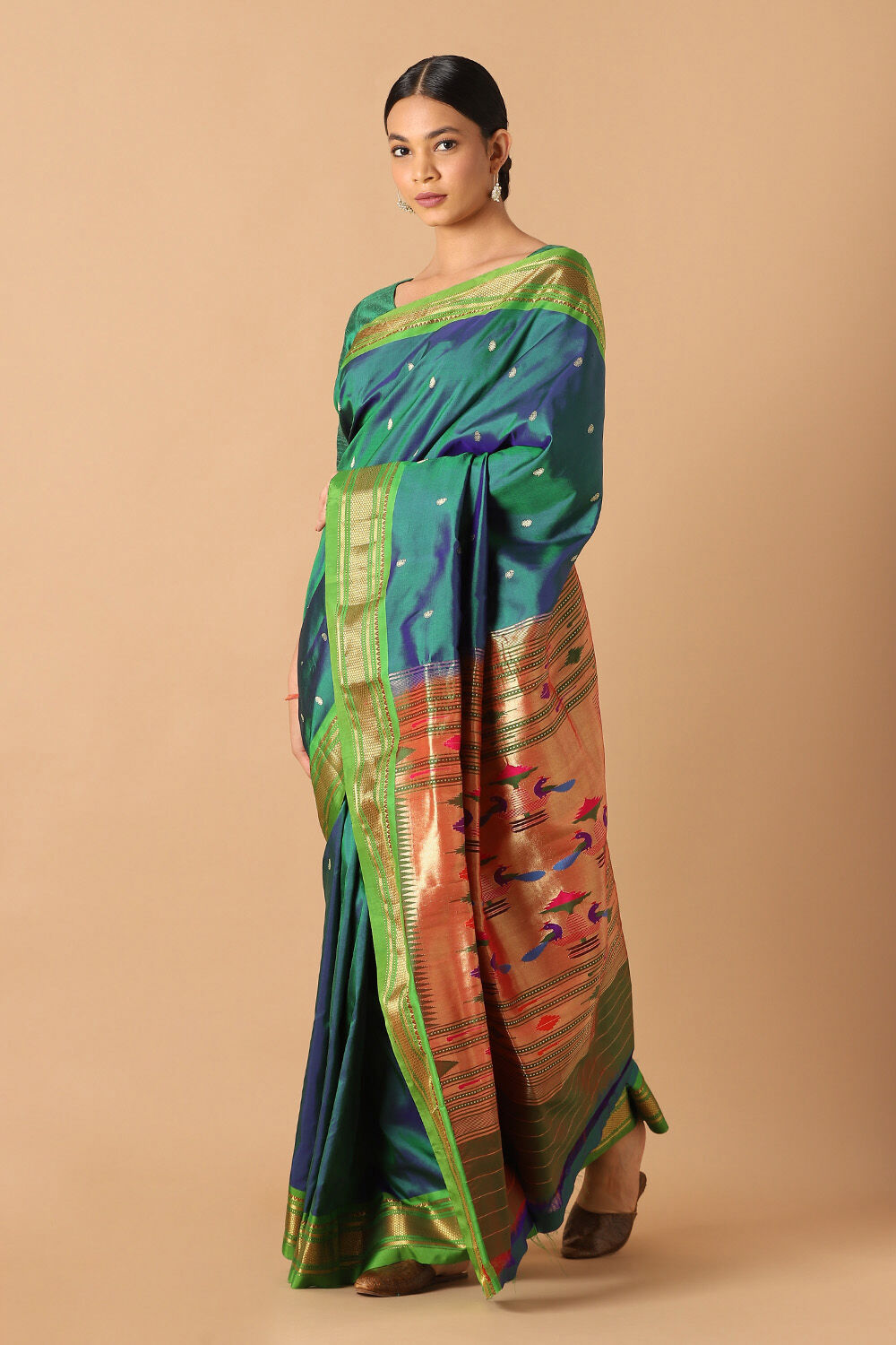 Blue Pure Silk Paithani Saree image number null