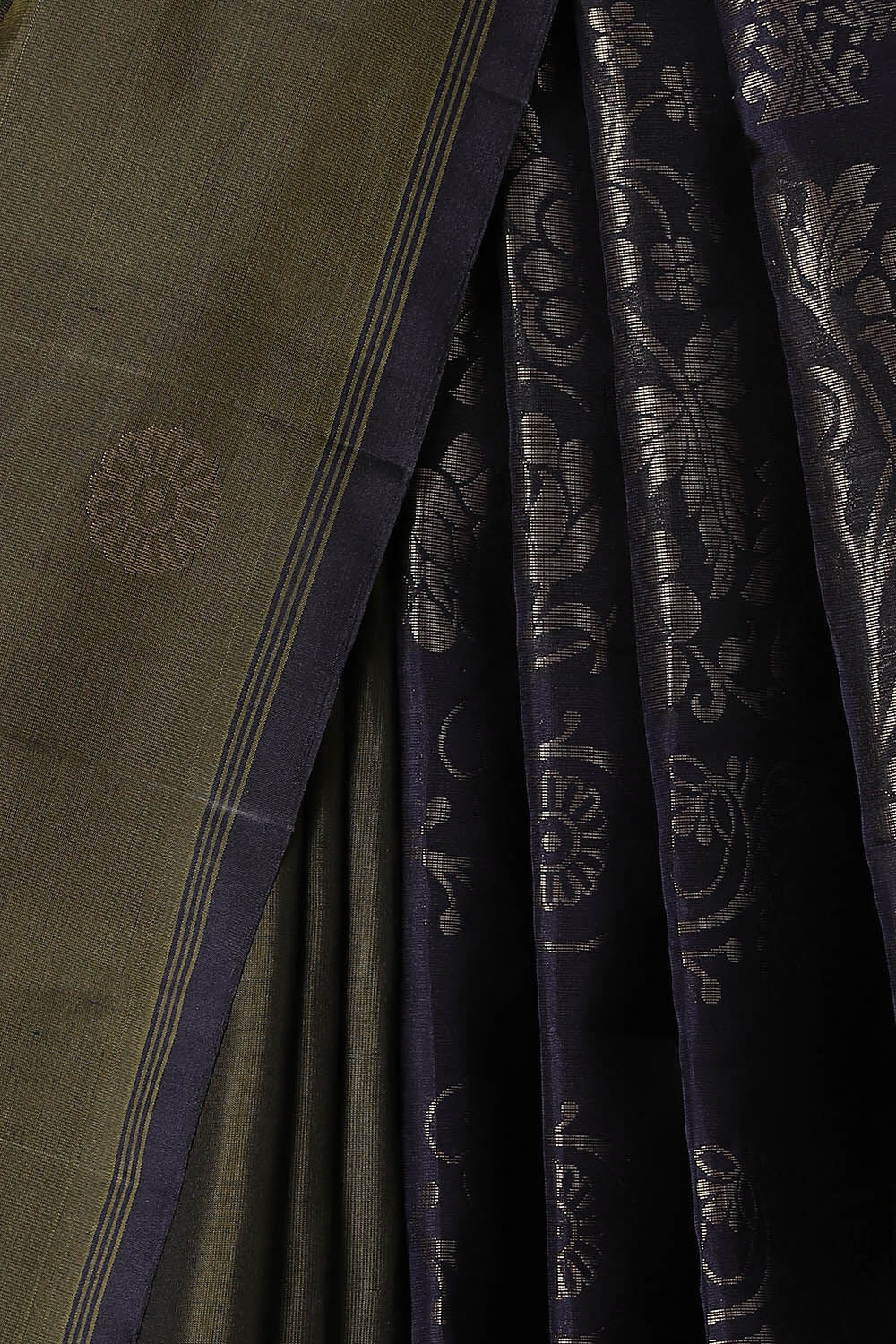 Dark Green Pure Silk South Saree image number null