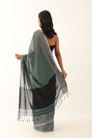 Smoky Green Pure Cotton Woven Bengali Saree thumbnail image number null