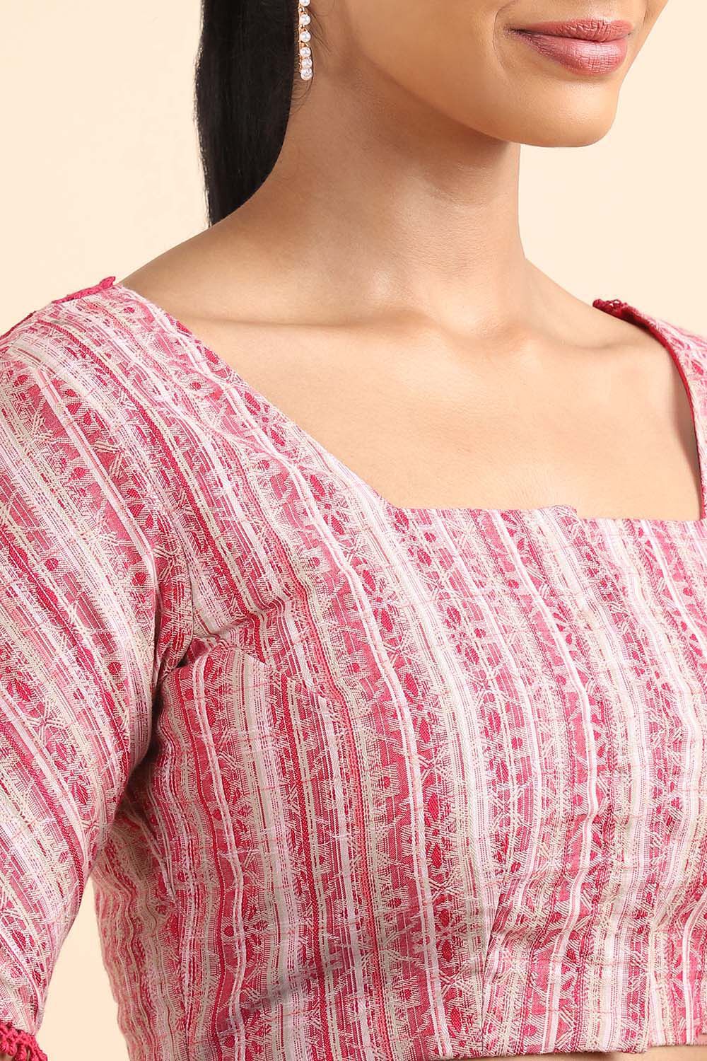 Pink Schifli Embroidered Cotton Blouse image number null