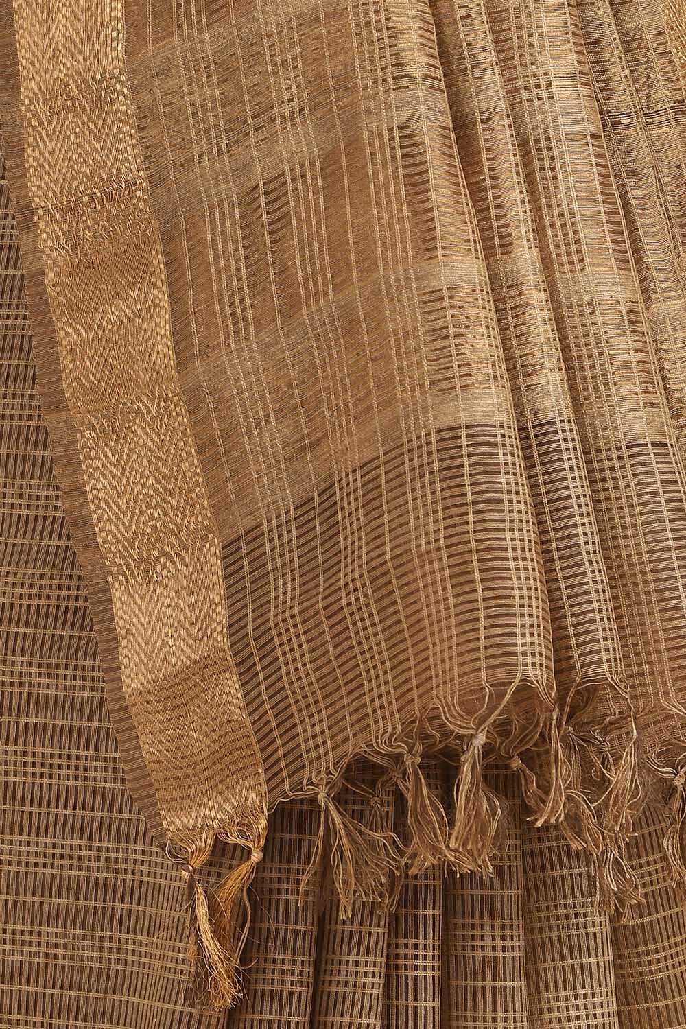 Brown Pure Silk Woven Saree image number null