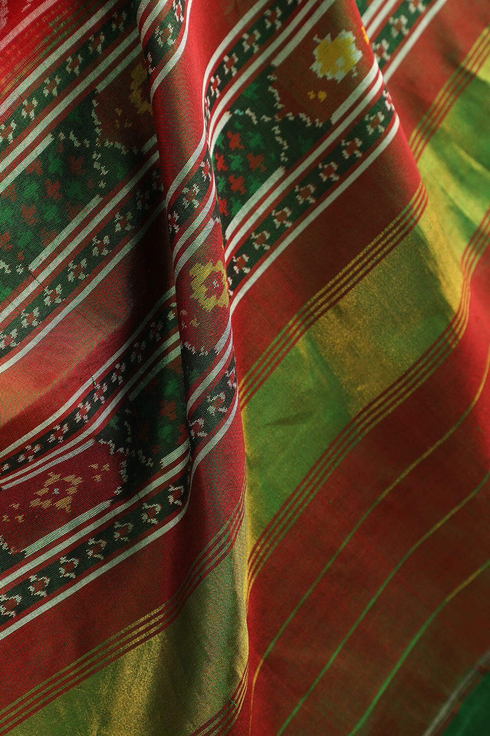 Red Rajkot Pure Silk Ikat Patola Saree image number null