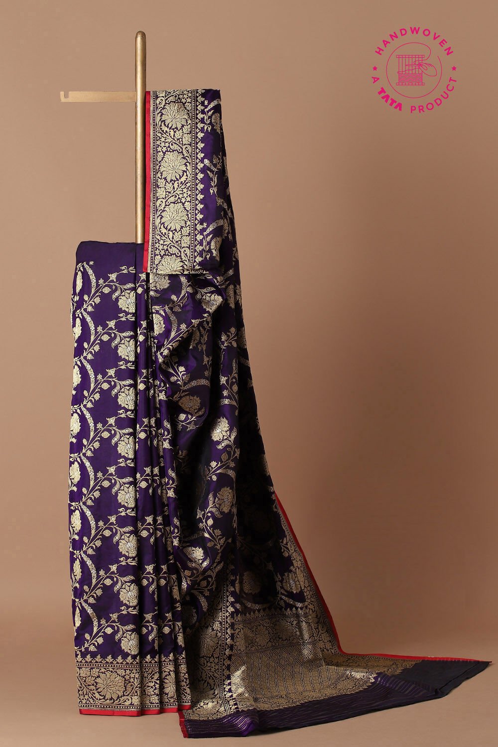 Dark Violet Pure Silk Banarasi Saree image number null