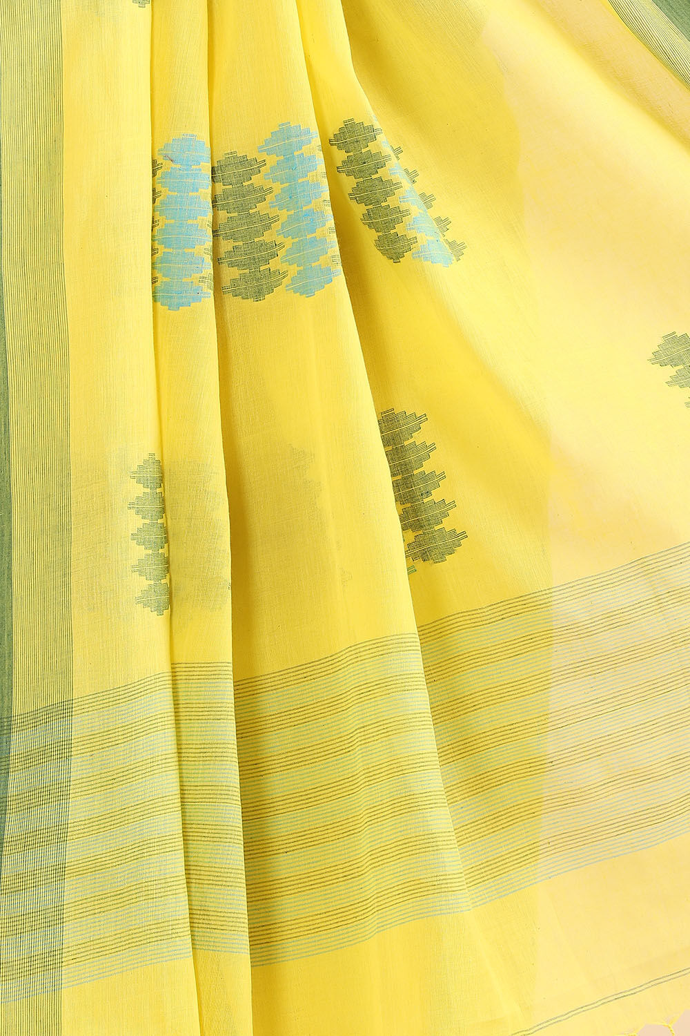 Yellow Pure Cotton Jamdani Saree image number null