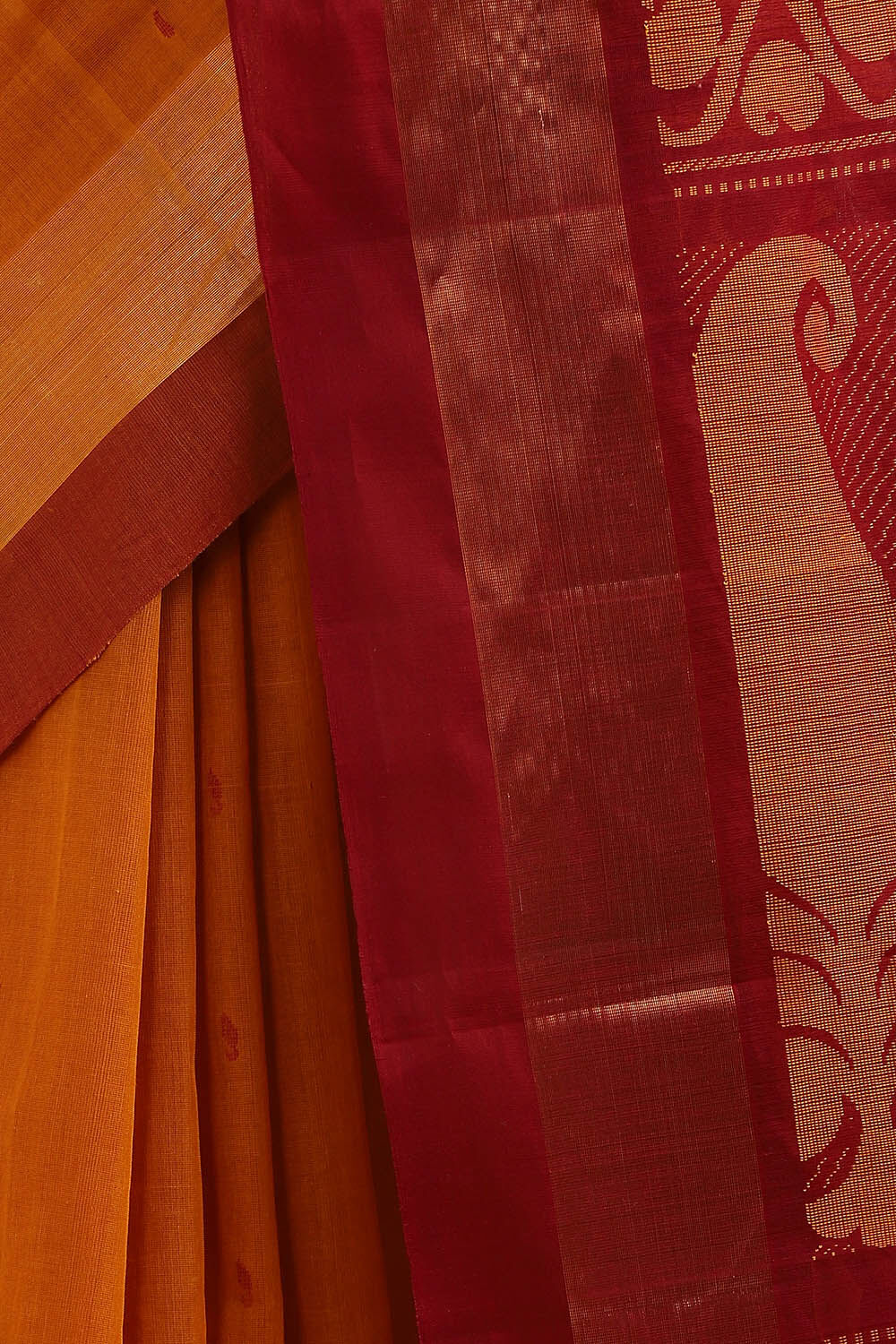 Dark Pure Yellow Cotton South Saree image number null