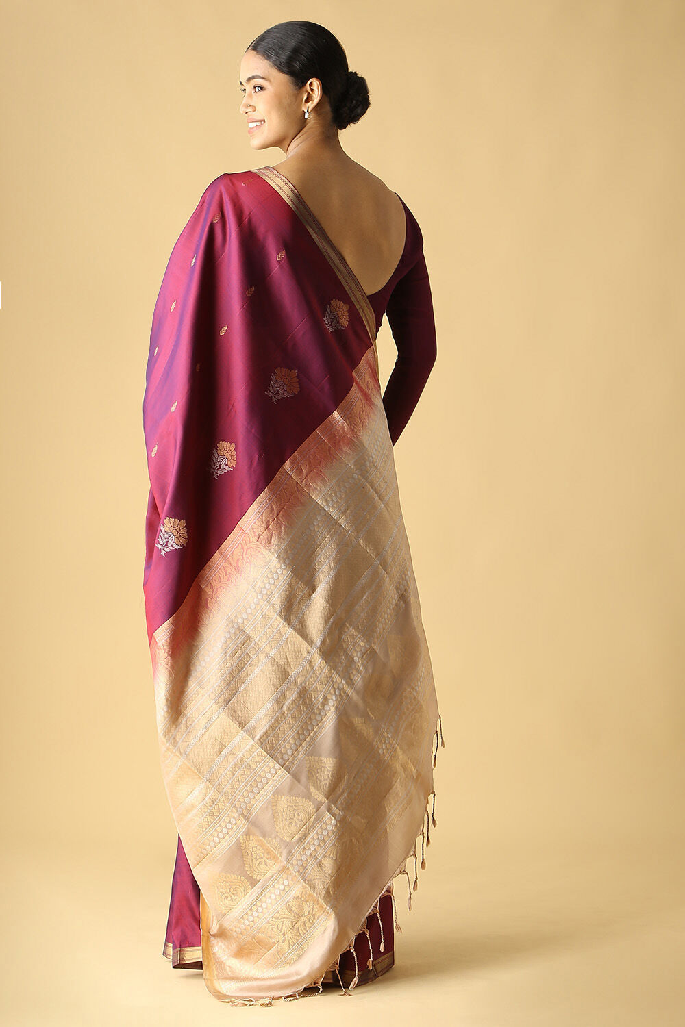 Dark Pink Pure Silk South Saree image number null