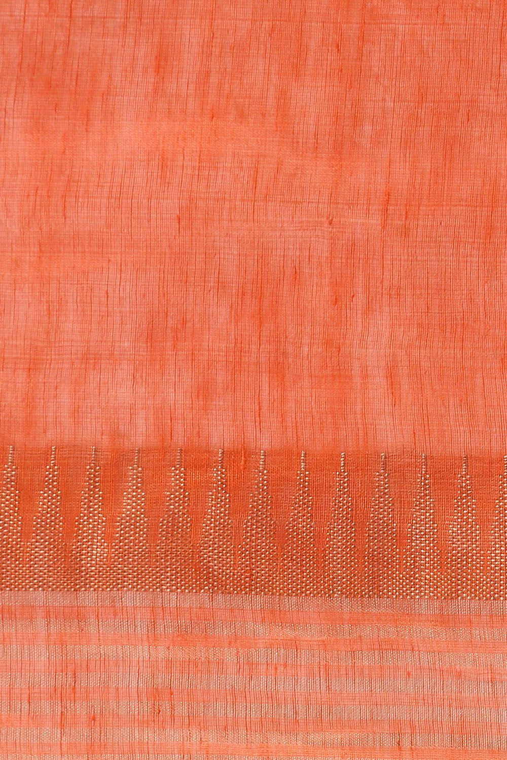 Dark Orange Pure Silk Linen Embroidered Saree image number null