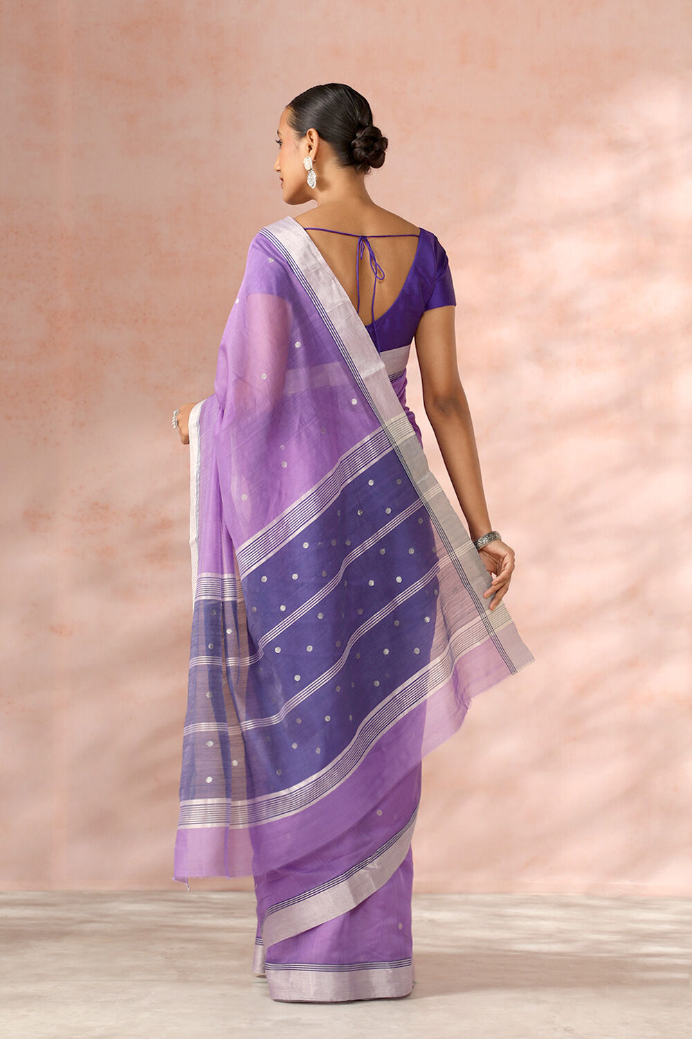 Light Violet Chanderi Pure Silk Cotton Woven Saree image number null