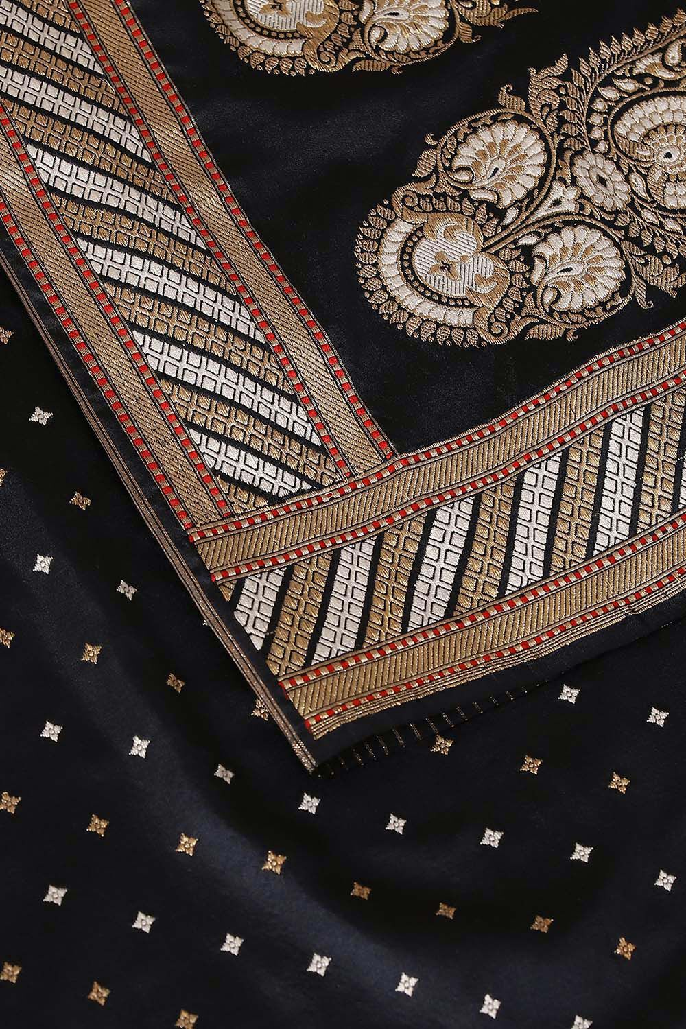 Black Pure Silk Banarasi Saree image number null