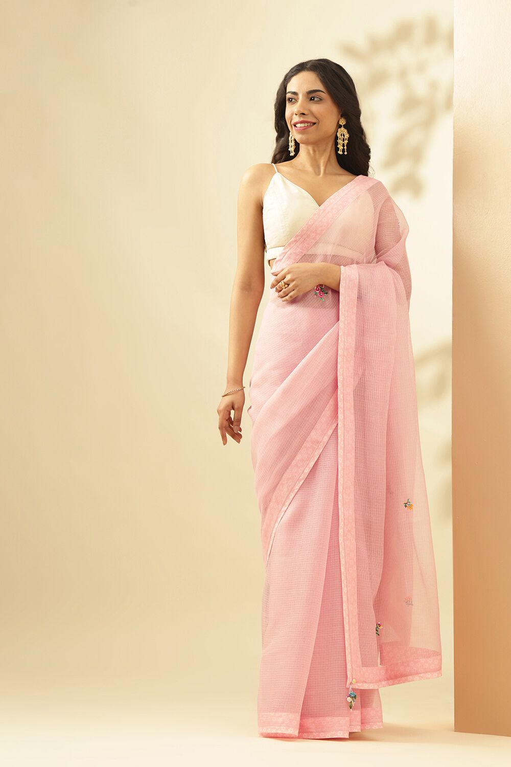 Light Pink Pure Kota Embroidery Saree image number null