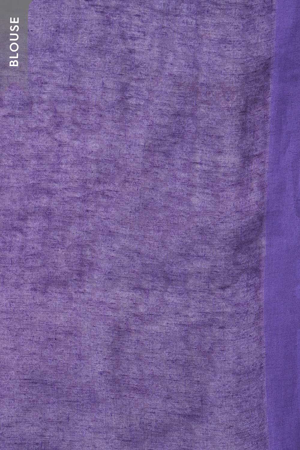 Purple Screen Printed Pure Linen Saree image number null