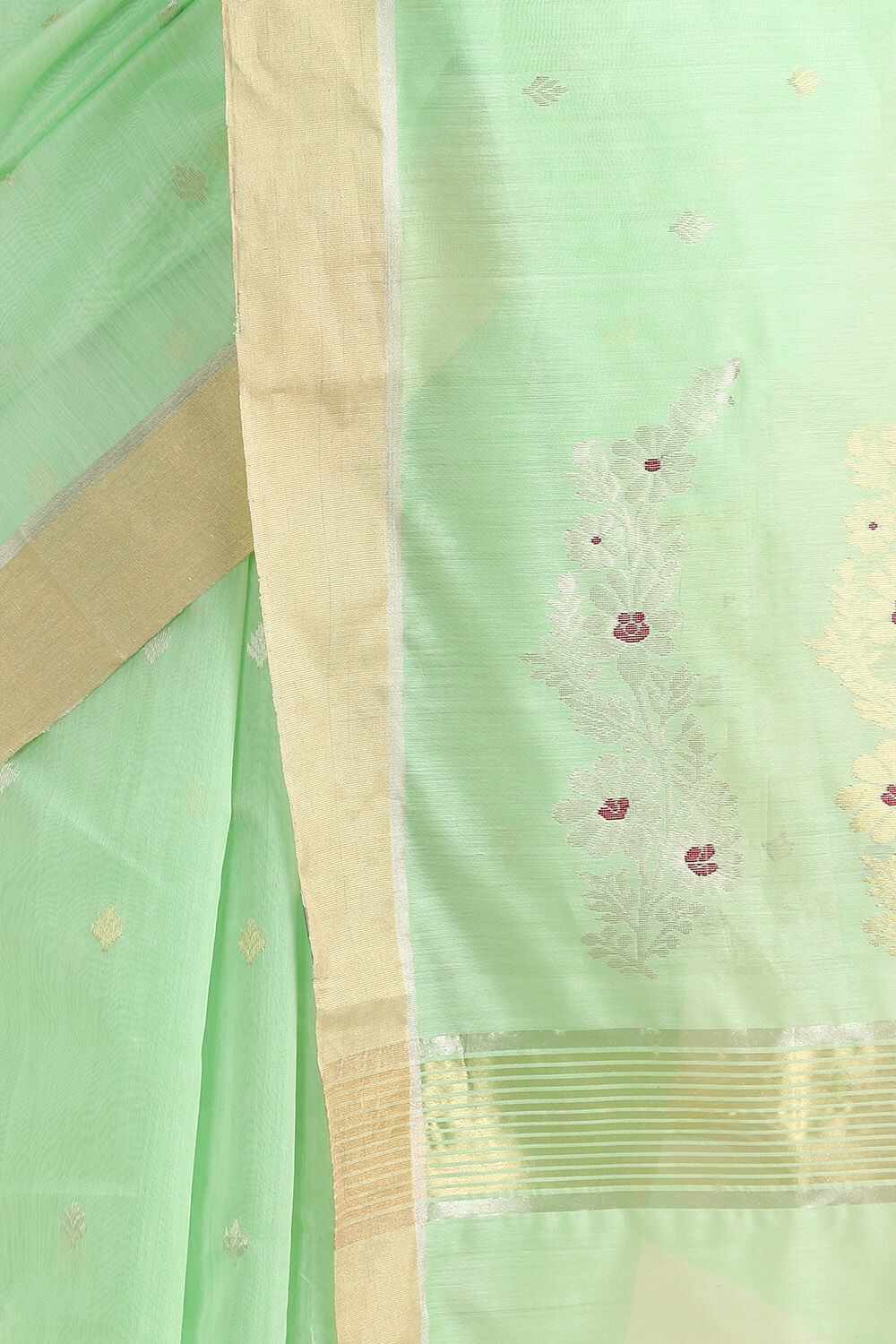 Light Green Pure Silk Cotton Chanderi Saree image number null