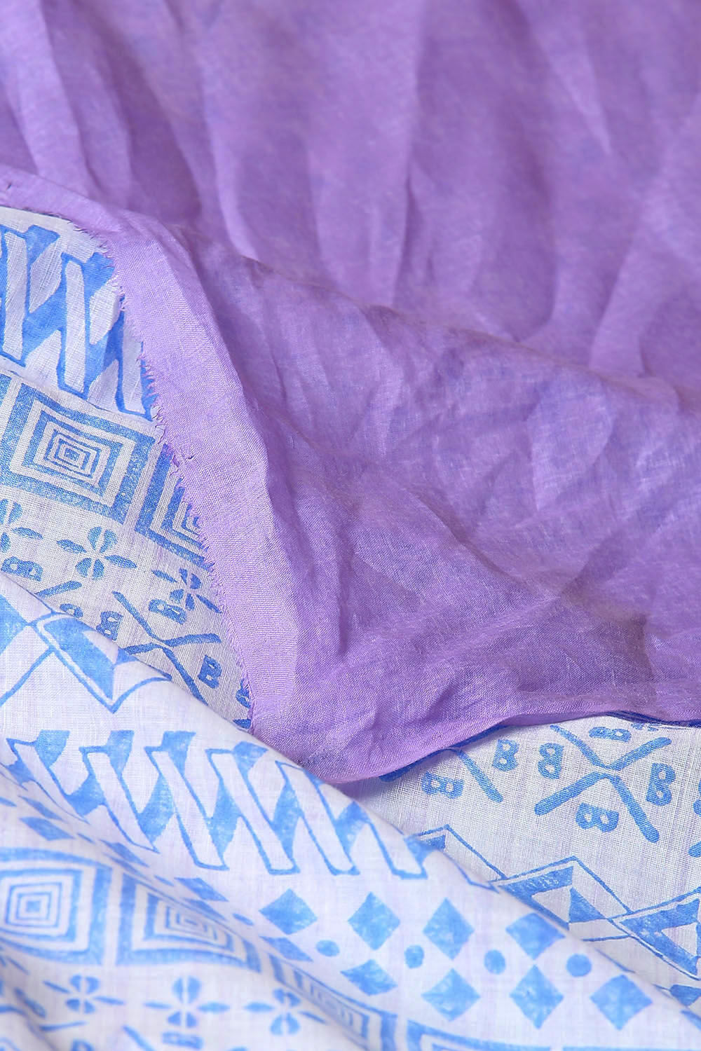 Blue Pure Cotton Mulmul Printed Saree image number null