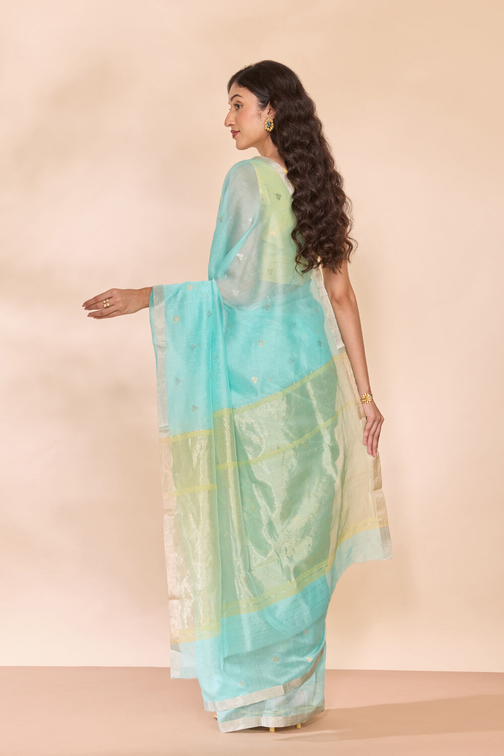 Light Blue Woven Pure Silk Cotton Chanderi Saree image number null