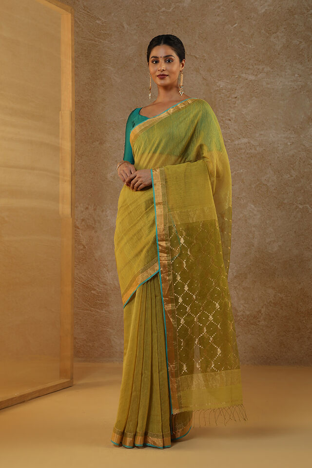 Green Woven Pure Silk Cotton Bengal Saree
