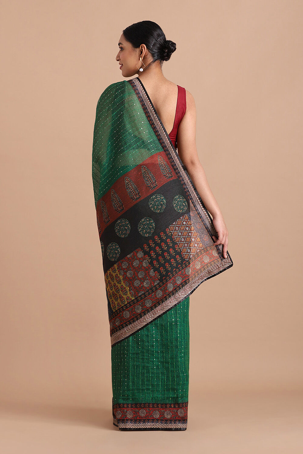 Green Pure Embroidered Saree image number null