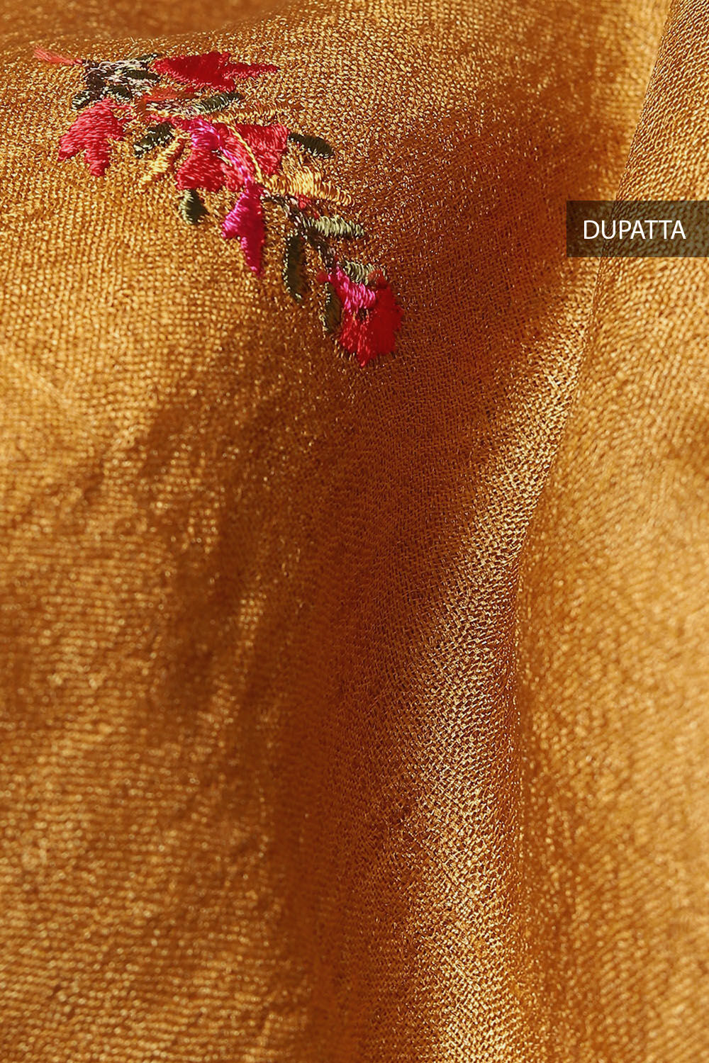 Light Orange Tussar Embroidered Unstitched Suit Set image number null