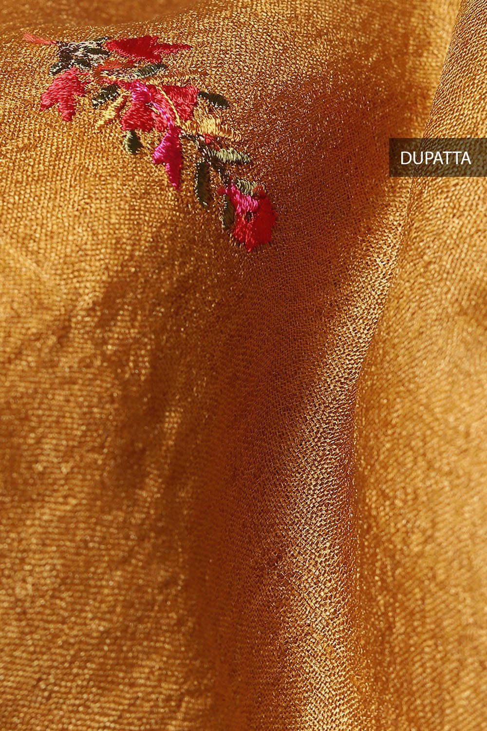 Light Orange Tussar Embroidered Unstitched Suit Set image number null