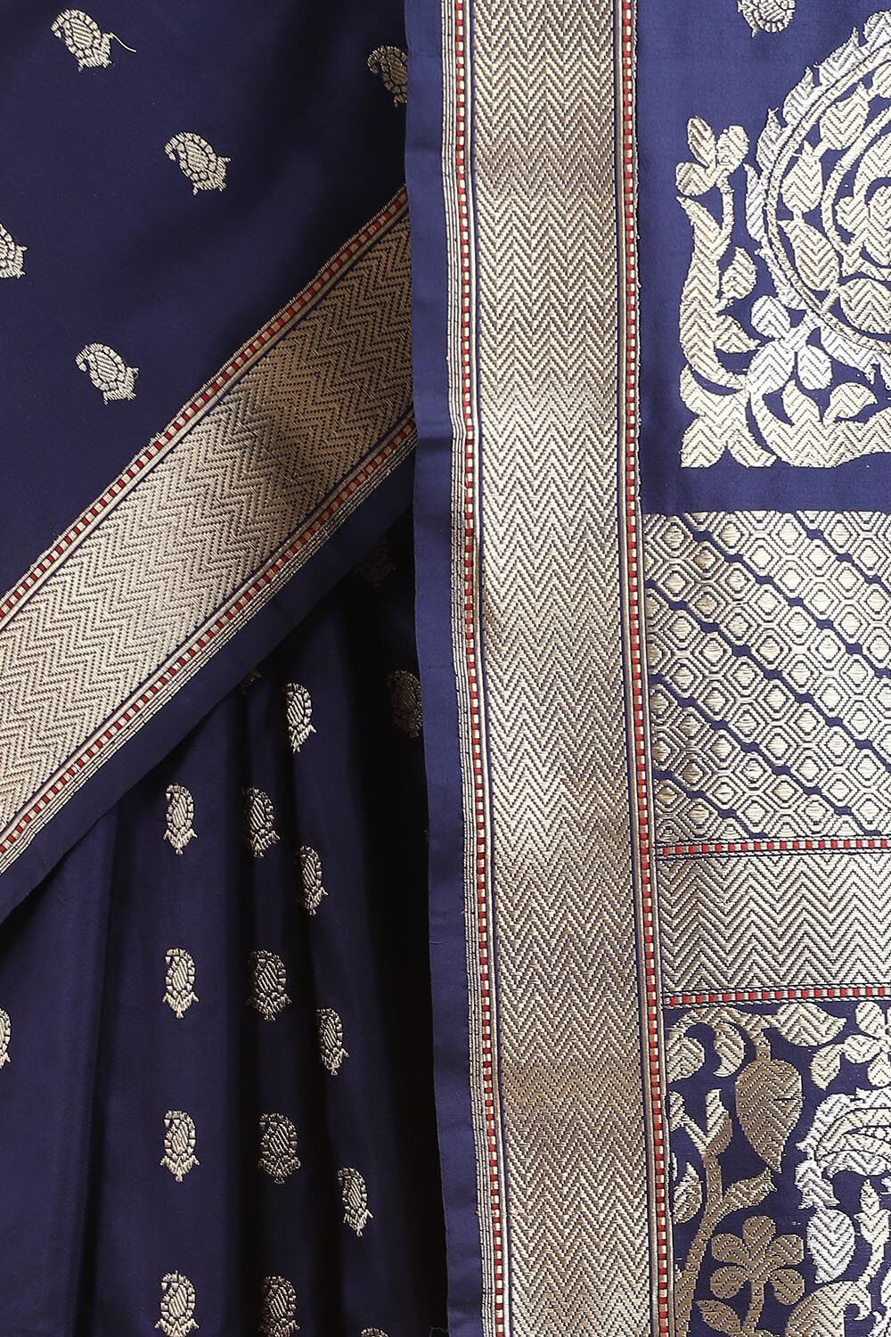 Dark Blue Pure Silk Banarasi Saree image number null