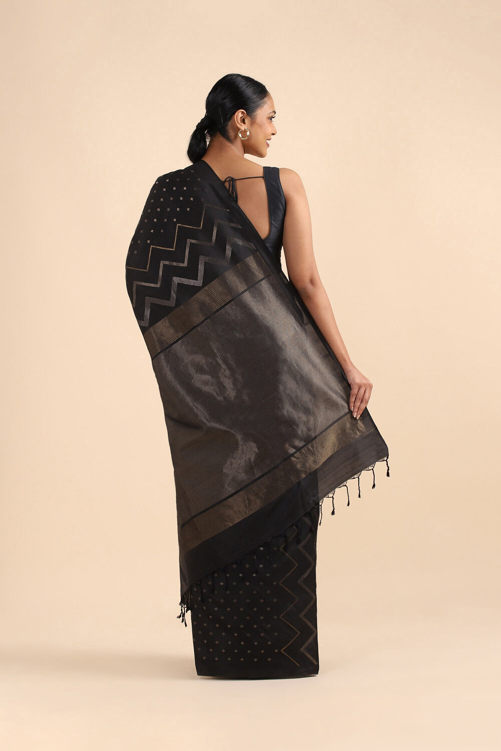 Black Pure Soft Silk Saree image number null