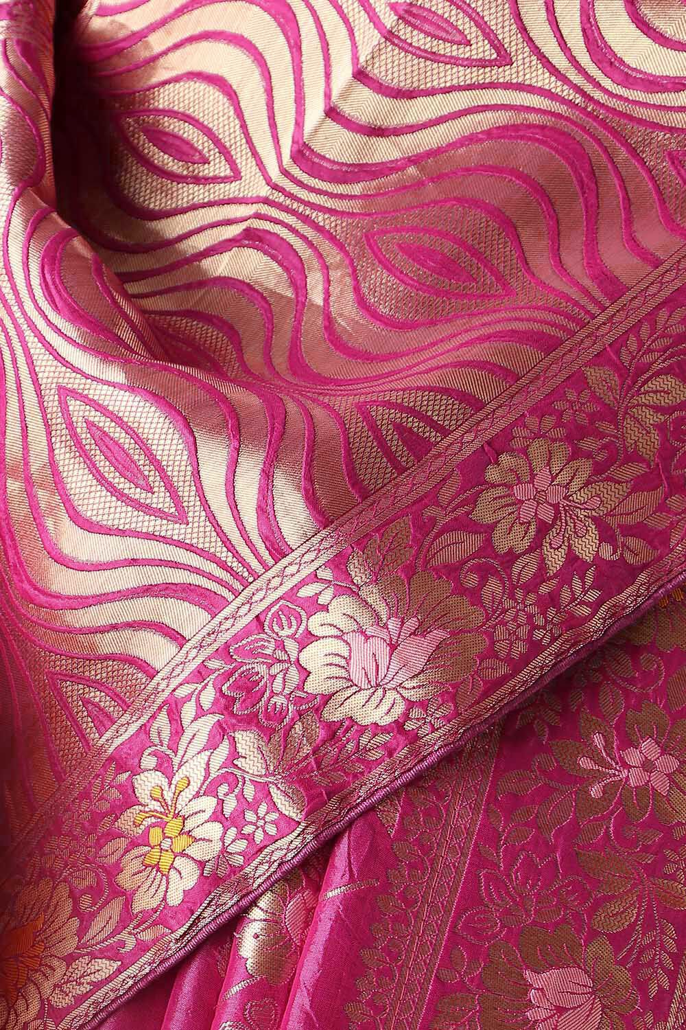 Dark Pink Viscose Luxe Woven Saree image number null