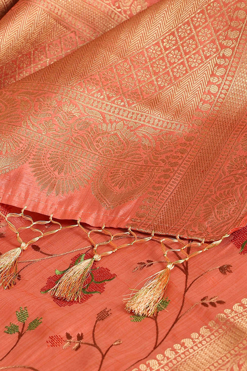 Light Pure Orange Embroidered Saree image number null
