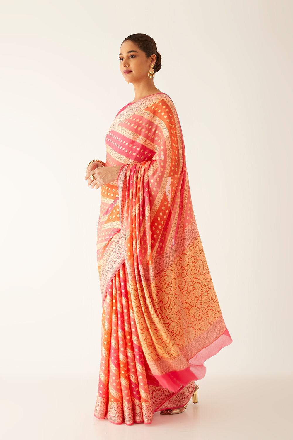Pink Pure Georgette Banarasi Brocade Saree image number null