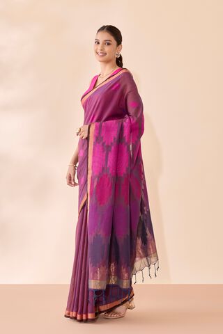 Purple Woven Pure Cotton Bengal Saree thumbnail image number null