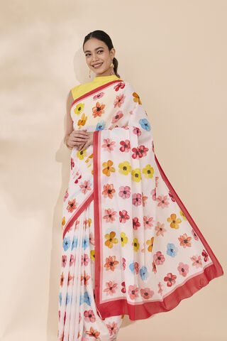 Off White Printed Pure Cotton Saree