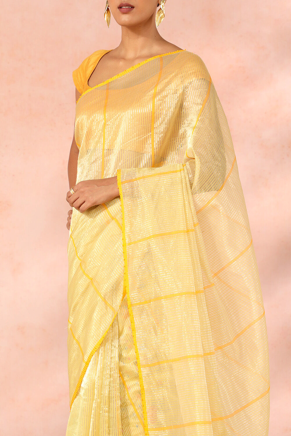 Yellow Contemporary Pure Silk Cotton Embroidery Saree image number null
