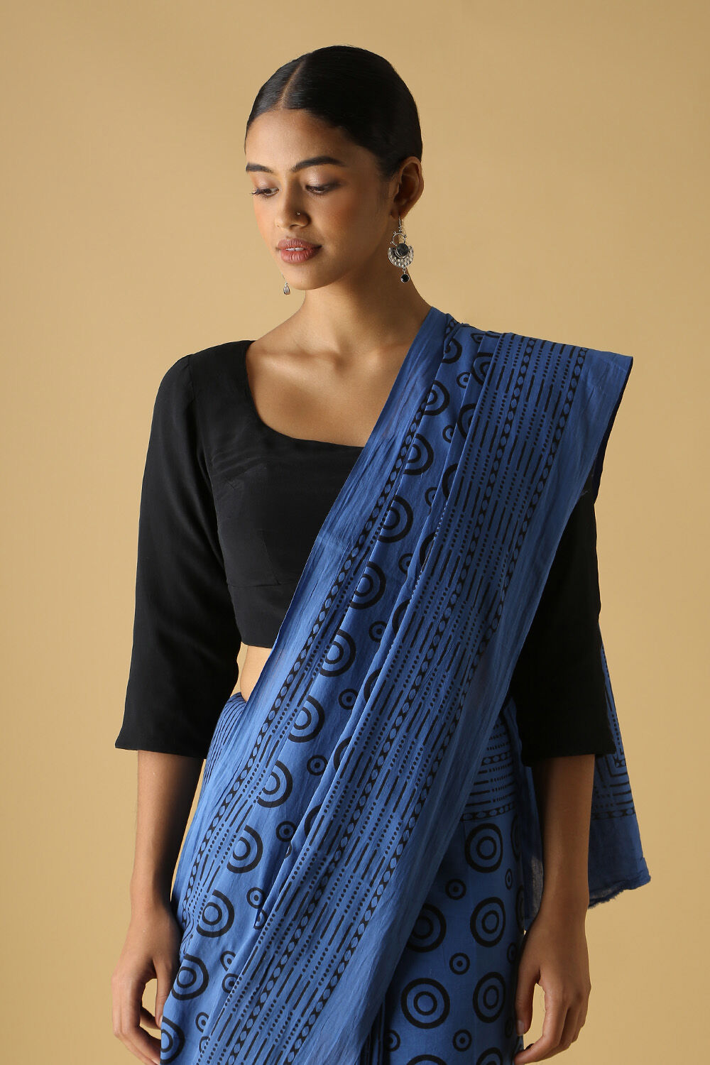 Blue Pure Cotton Printed Saree image number null