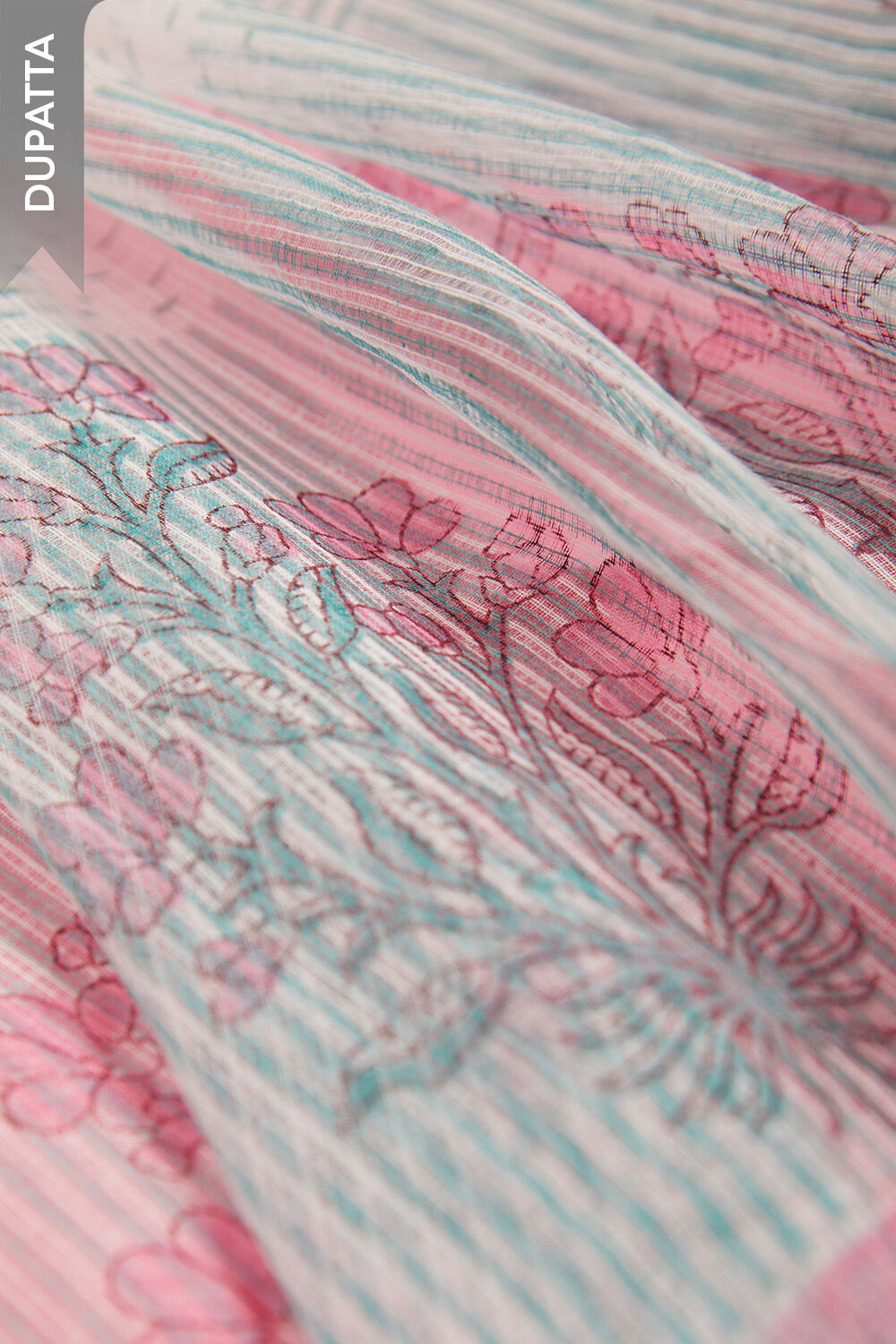 Pink Printed Sanganeri Pure Cotton Unstitched Suit Set image number null
