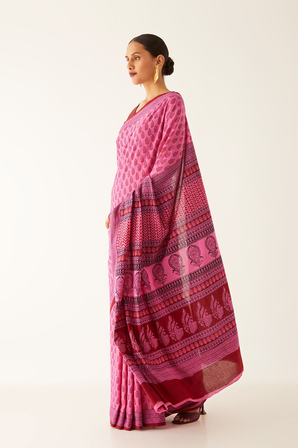 Pink Pure Cotton Bagh Printed Saree image number null