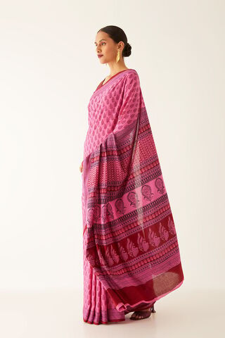 Pink Pure Cotton Bagh Printed Saree thumbnail image number null